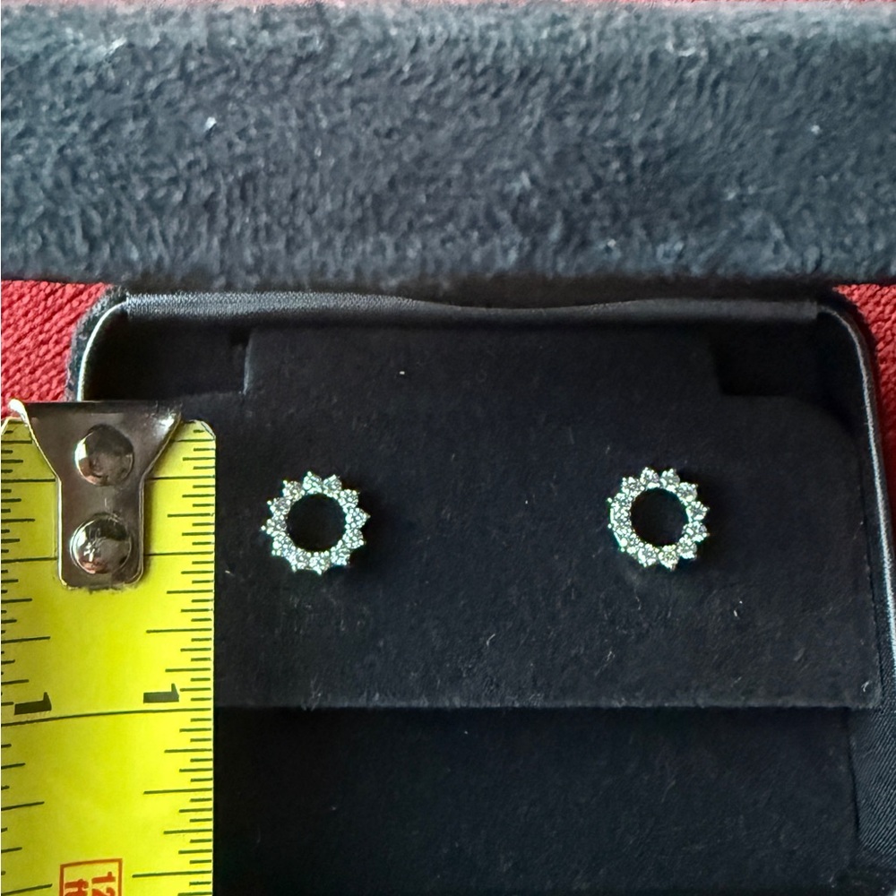 Authentic Tiffany & Co. Open Circle Platinum Diamond Stud Earrings - Picture 15 of 16